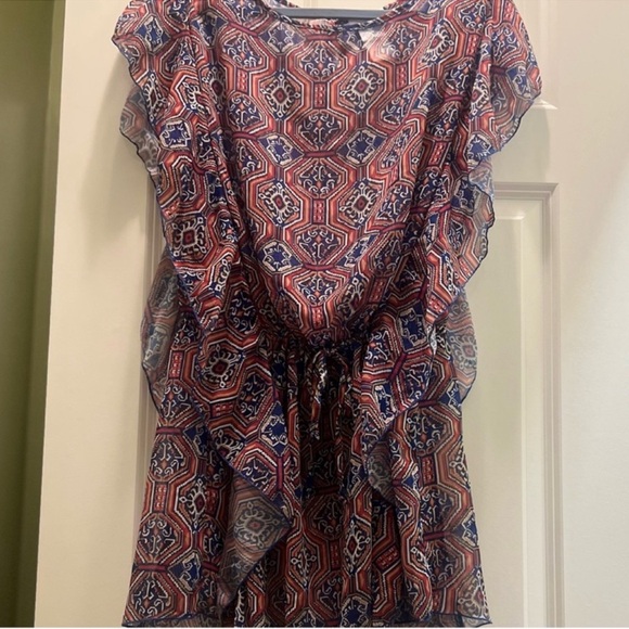 3/$19 Jessica Simpson Folkloric Flutter Swim Cover up beach tunic top - Picture 6 of 14